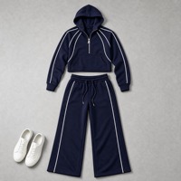 Ensemble de survêtement sportif pour femme 2026, coupe ample, col rabattu, demi-zip, respirant, doublure polaire, idéal yoga