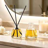 Flacon diffuseur de parfum vide en vrac, 30 ml, en verre transparent en forme de fleur, avec boîte colorée pour huile parfumée