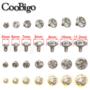 1000pcs מתכת קריסטל הרבעה ריינסטון מסמרת כפול כובע ציפורני עור ספייק בגד מסמרות נעלי תיק דקור DIY אמנות 5mm-11mm - Product Image 2