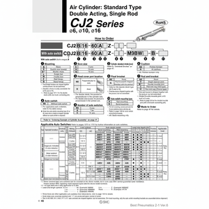 Pièces pneumatiques CJ2B16-100Z de cylindre d'air pneumatique SMC - Product Image 1