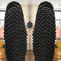 Peluca de Cabello Humano Natural con Ondas Profundas, Pelucas Frontales de Encaje de Cabello Humano Indio, Pelucas Frontales de Encaje HD sin Pegamento para Mujeres Negras