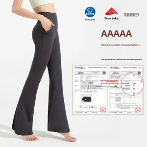 थिना लुलु एंटीबैक्टीबैक्टीरियल ठोस फुल-लंबाई वाली फ्लड पैंट महिलाओं के उच्च कमर कूल्हे उठाने वाले खेल योग पैंट - Product Image 2