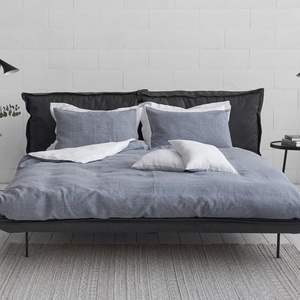 Color Block Custom <b>Size</b> Queen <b>King</b> Luxury French Organic Flax Fabric Linen Duvet Bedding Set Pillowcase Set Pure Linen - Product Image 2