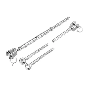 European Type Stainless Steel Wire Rope Rail Hardware Turnbuckle With Jaw Swage