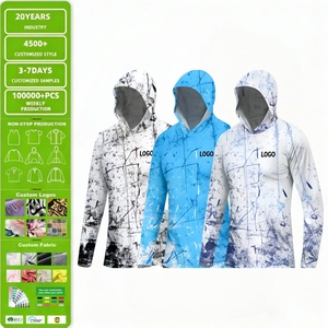 Camicia da Pesca a Maniche Lunghe con Cappuccio per <span class=keywords><strong>Uomo</strong></span>, 100% Poliestere Microfibra UPF 50, Traspirante, Antivento, Asciugatura Rapida, Personalizzabile, Vendita all'Ingrosso - Product Image 1