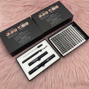 Cluster Lash Set Logotipo personalizado Venta al por mayor Etiqueta privada Faux Mink Fluffy D Curl Cluster Lashes Kit - Product Image 3