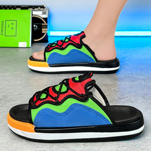 <span class=keywords><strong>Sandalias</strong></span> <span class=keywords><strong>de</strong></span> <span class=keywords><strong>Hombre</strong></span> con Diseño Geométrico, Tejidas, Antideslizantes, con Doble <span class=keywords><strong>Hebilla</strong></span> Ajustable, Plataforma, Casuales, para Caminar, en Oferta - Product Image 3