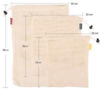 Katoenen gaas zakjes voor boodschappen, herbruikbaar met bijenwas voedselwraps / biologisch / wasbare groentezakjes met trekkoord en weegschaal
