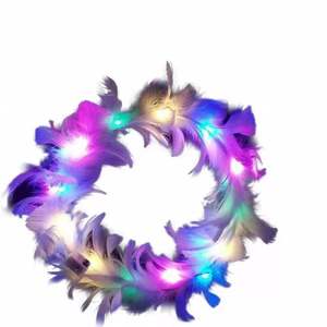 พวงมาลัยขนนกเรืองแสงสุดแสนสวยประดับที่คาดศีรษะขนนกห่านระยิบระยับอุปกรณ์เสริมสำหรับผมพวงมาลาคริสต์มาส - Product Image 5