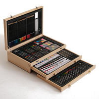 Vente en gros de 143 pièces de matériel de dessin et de coloriage professionnel de luxe en bois pour enfants