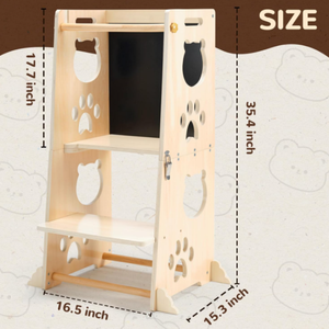 <span class=keywords><strong>Torre</strong></span> de pie de cocina para niños pequeños de 1 a 3 años de edad, caja fuerte con barandilla de seguridad, taburete y otomana para niños - Product Image 4