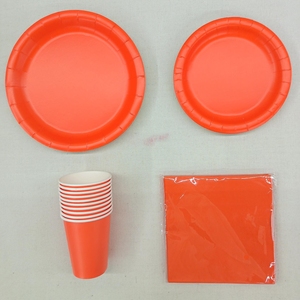 DAMAI Solid Color Party Supplies Bright <b>Orange</b> <b>Paper</b> Tablerware Disposable Party Dinnerware Set 9 Inch <b>Paper</b> Plate Cup Napkin - Product Image 2