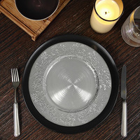 Assiette de présentation ronde en plastique doré de luxe, style vintage, avec plateau à fruits pour décoration de mariage (vente en gros)