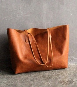 Womens Tan Genuine Leather Tote <b>Bag</b> Large Capacity Handmade Shoulder <b>Bag</b> Minimalist Everyday Shopper <b>Bag</b> For <b>Work</b> And Travel - Product Image 3