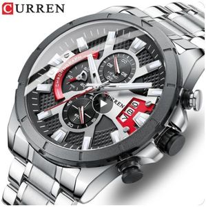 นาฬิกาข้อมือควอตซ์แฟชั่น CURREN 8401 สีดำ เรืองแสง สายสแตนเลสสตีล สำหรับผู้ชาย สไตล์ลำลอง สปอร์ต โครโนกราฟ - Product Image 2