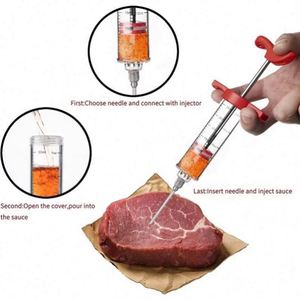 Plastic Eco-Friendly Meat Injector Syringe with 3 Marinade Needles for Home Kitchen <b>BBQ</b> Turkey Marinade Kit - Product Image 3