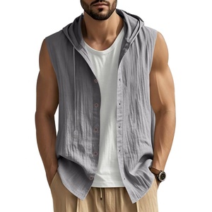 <span class=keywords><strong>Camiseta</strong></span> sin mangas de verano Hip-Hop de moda para <span class=keywords><strong>hombre</strong></span>, chaleco de lino multicolor, capucha corta de punto de 180 gramos transfronterizo para <span class=keywords><strong>Amazon</strong></span> - Product Image 3