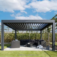 Pergola Bioclimatique en Aluminium pour Espaces Extérieurs en Verre, Système de Lames Rétractables, Écrans Imperméables et Coupe-Vent