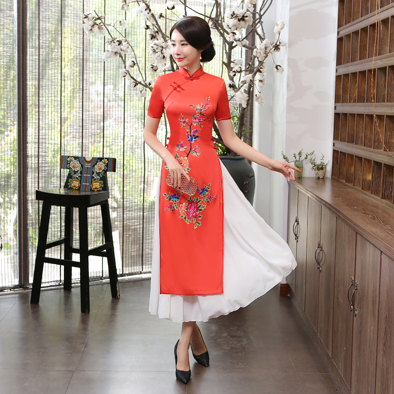 Wholesale Ad7 Improved Cheongsam Vietnam Aodai Skirt