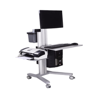 Bureau d'ordinateur mobile réglable en hauteur avec chariot métallique et surface modèle VZ1601