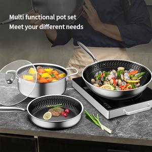 Ensemble de 5 ustensiles de cuisine modernes et classiques en acier inoxydable, casseroles et poêles industrielles pour la cuisine (vente en gros) - Product Image 2