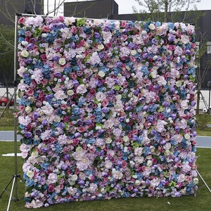 High-Quality <b>Artificial</b> Silk Rose <b>Flower</b> Wall Panel, 1x1m, Ideal for Wedding Background Decoration - Product Image 3