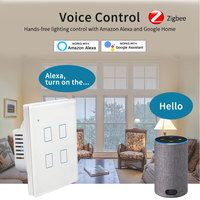 Interrupteur mural tactile intelligent Zigbee 3.0 monophasé 10A avec panneau en verre trempé blanc, gris, or, noir, compatible UK/EU, neutre, pour éclairage intelligent