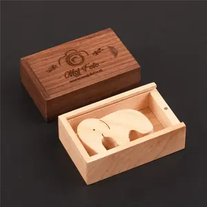 1件免费定制实心胡桃木储物盒，带滑动顶部，用于戒指礼品盒u盘纪念储物木箱 - Product Image 5