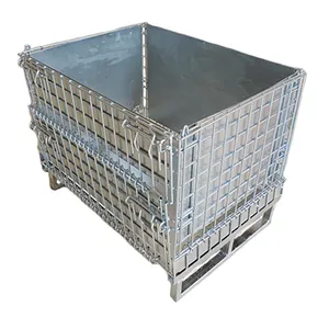 Industry Hanging Storage Wire Baskets Collapsible Stillage Cage Wire Mesh Container Pallet Box Foldable Metal Storage Pallet