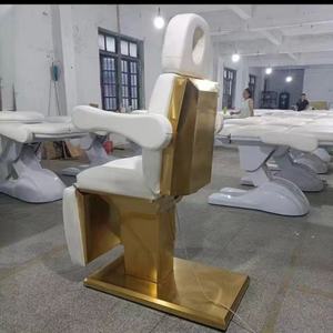 Camilla de Masaje Eléctrica de Lujo con Base Dorada, Tres Motores, para Tratamientos Faciales, Spa, Salón, Baño Exterior, Portátil, de Metal - Product Image 5