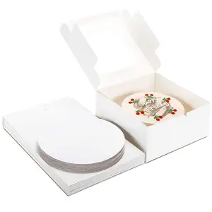 생일 휴일 파티 케이크 상자 케이크 트레이 공급 업체를위한 창이있는 맞춤형 식품 등급 화이트 카드 베이커리 포장 상자