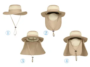 Açık UV koruma geniş ağız balıkçı şapkası erkekler kadınlar için, güneş koruma kapağı ile yüz boyun Flap yürüyüş için UPF 50 +