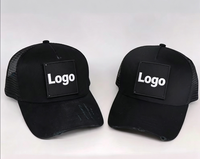 Zwarte strass-stenen luipaardprint patch distressed 5-panel gewone 100% katoenen unisex hiphop baseballcap