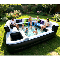 Canapé gonflable de luxe pour piscine avec refroidisseur de boissons, oreillers hermétiques, grand transat gonflable d'extérieur pour piscine, idéal pour les fêtes en jardin