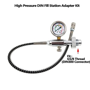 Adaptateur de station de remplissage d'air comprimé en acier inoxydable HPA G5/8 DIN 232/300 Bar pour le remplissage de réservoirs de plongée SCBA et le chargement d'outils pneumatiques - Product Image 1