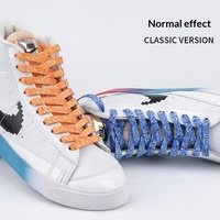 Tali Sepatu Datar Menyala dalam Gelap, Tali Sepatu Berpola Bunga Mete Fluoresen Keren untuk Sepatu Sneakers