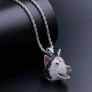 Hiphop 3d lindo lobo de cabeza de perro colgante para las mujeres collar - Product Image 2