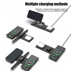 Cargador Inalámbrico Magnético Plegable 3 en 1 de 15w, Base de Carga Multifuncional Universal <span class=keywords><strong>para</strong></span> Teléfono Móvil, <span class=keywords><strong>para</strong></span> Uso en Escritorio, Venta al Por Mayor - Product Image 3
