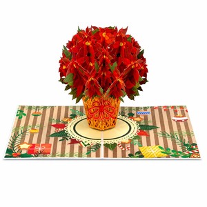 Tarjeta de Felicitación Navideña 3D con Diseño de Flor de Pascua, Hecha a Mano, Regalo Sorpresa para Deseos Festivos - Product Image 2