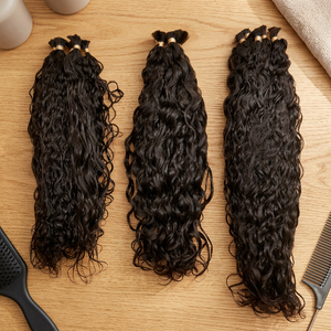 Loose <b>Deep</b> <b>Wave</b> Curly Human Hair Natural Black Remy Hair Long Length Bulk Virgin Cuticle Aligned - Product Image 2