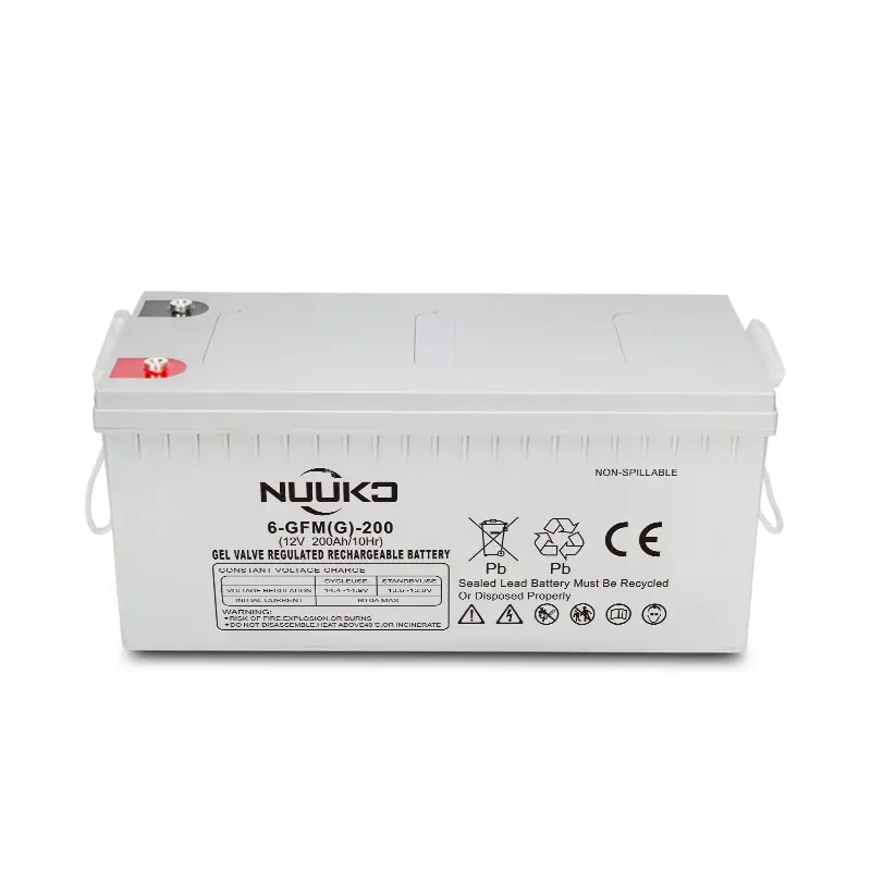 NUUKO 젤 배터리 12V 50AH 12V 100ah 150ah 200ah 250ah M8 울트라 셀 태양 전지 젤 150mah 태양 광 발전 도구 12 년 58KG