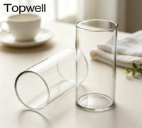 Tasse en verre borosilicate TOPWELL 300 ml et 500 ml sans anse, style moderne, résistante à la chaleur, compatible micro-ondes et lave-vaisselle
