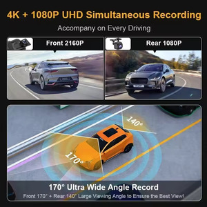 10 pulgadas 4K WiFi GPS Dash CAM pantalla táctil coche espejo cámara <span class=keywords><strong>doble</strong></span> Camara espejo coche DVR <span class=keywords><strong>doble</strong></span> lente delantera y trasera 4K <span class=keywords><strong>dashcam</strong></span> - Product Image 3