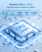 Mini PC Industrial sin Ventilador J5005, 2xRS232 DB9 COM, 2xGigabit Ethernet, DDR4 32GB, M.2 NVMe, SATA HDD, Computadora Integrada para Automatización