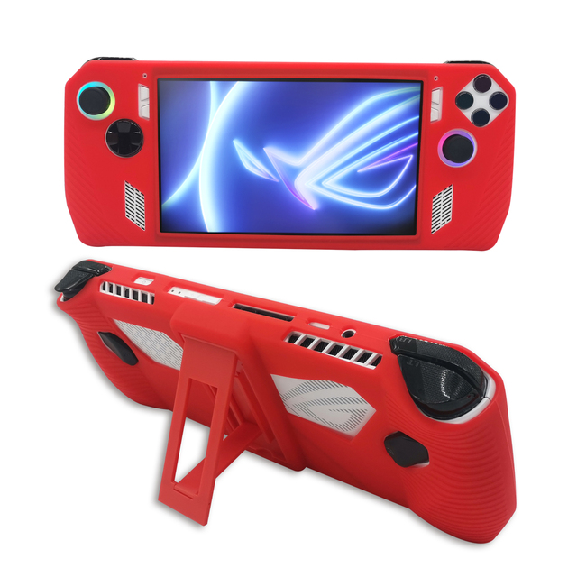 Silicone Protective Case Shockproof Scratch Resistant Full Cover with Built-in Stand for ROG Ally Handheld Game Console
