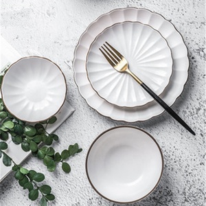 Factory Direct Sale Concise Creamy White Color Unique Dinner Plates <strong>Sets</strong> <strong>Stoneware</strong> <strong>Dinnerware</strong> <strong>Set</strong> - Product Image 1