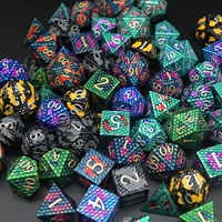 En stock – Jeu de dés polyédriques en métal à 7 faces, motif écailles de dragon, pour D&D et RPG, couleurs aléatoires