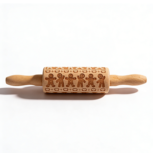 Rouleau à pâtisserie en bois pour enfants, motif <span class=keywords><strong>pain</strong></span> <span class=keywords><strong>d</strong></span>'épices, mini rouleau à pâtisserie gaufré, pour pâtisserie et raviolis - Product Image 2