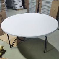 Tables pliantes rondes en HDPE blanc granit de 4 pieds pour banquets et réceptions en plein air – Offre spéciale