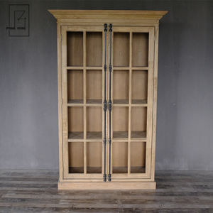 Libreria per porte in vetro di quercia naturale a battente in stile francese per mobili per la casa all'ingrosso - Product Image 2